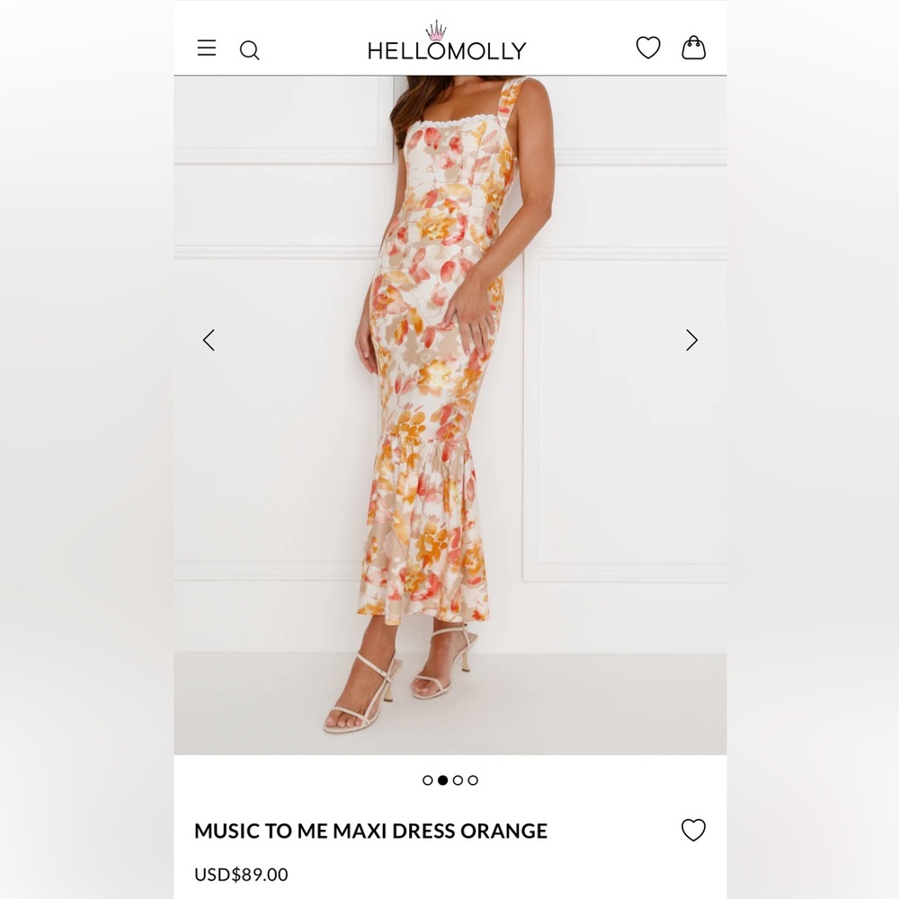 Floral Maxi Dress with Orange and Yellow Accents